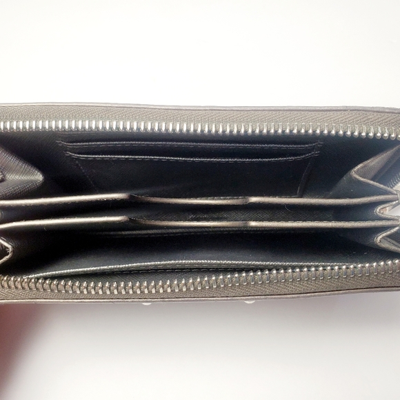 Michael Kors Jet Set Travel Continental Nickel Metallic Sheen Wallet Holiday - Picture 3 of 8